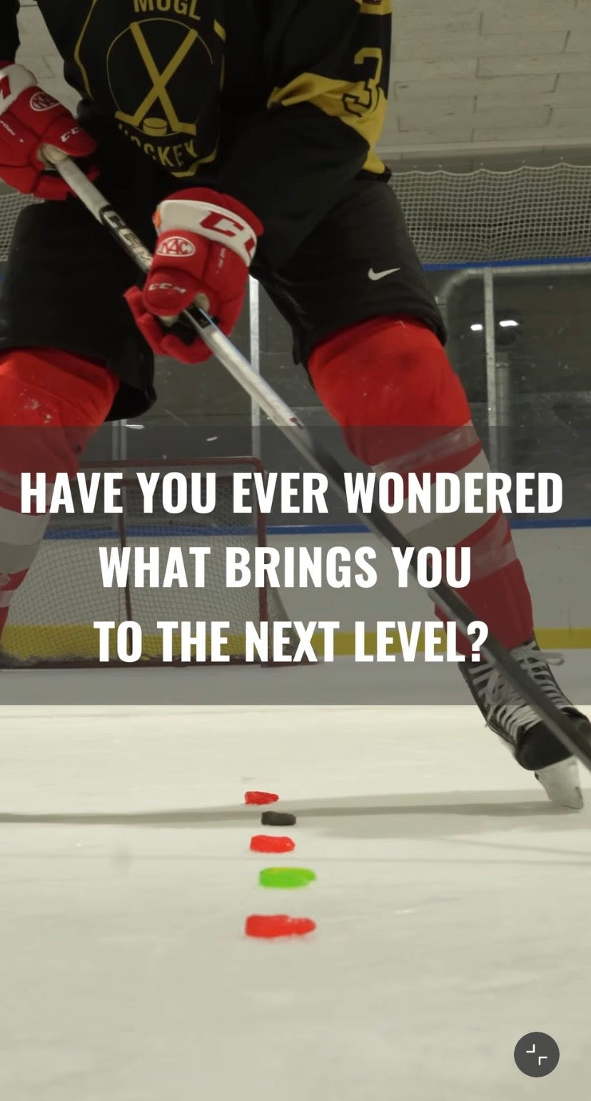 Stickandling am Eis durch GT Performance Mundschutze mit Überschrift 'Have you ever wondered what brings you to the next level?'